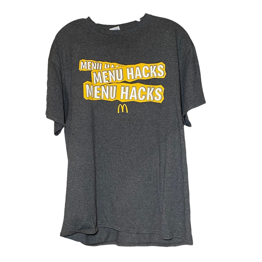 McDonald’s Crew Shirt T-Shirt Menu Hacks Gray L Unisex